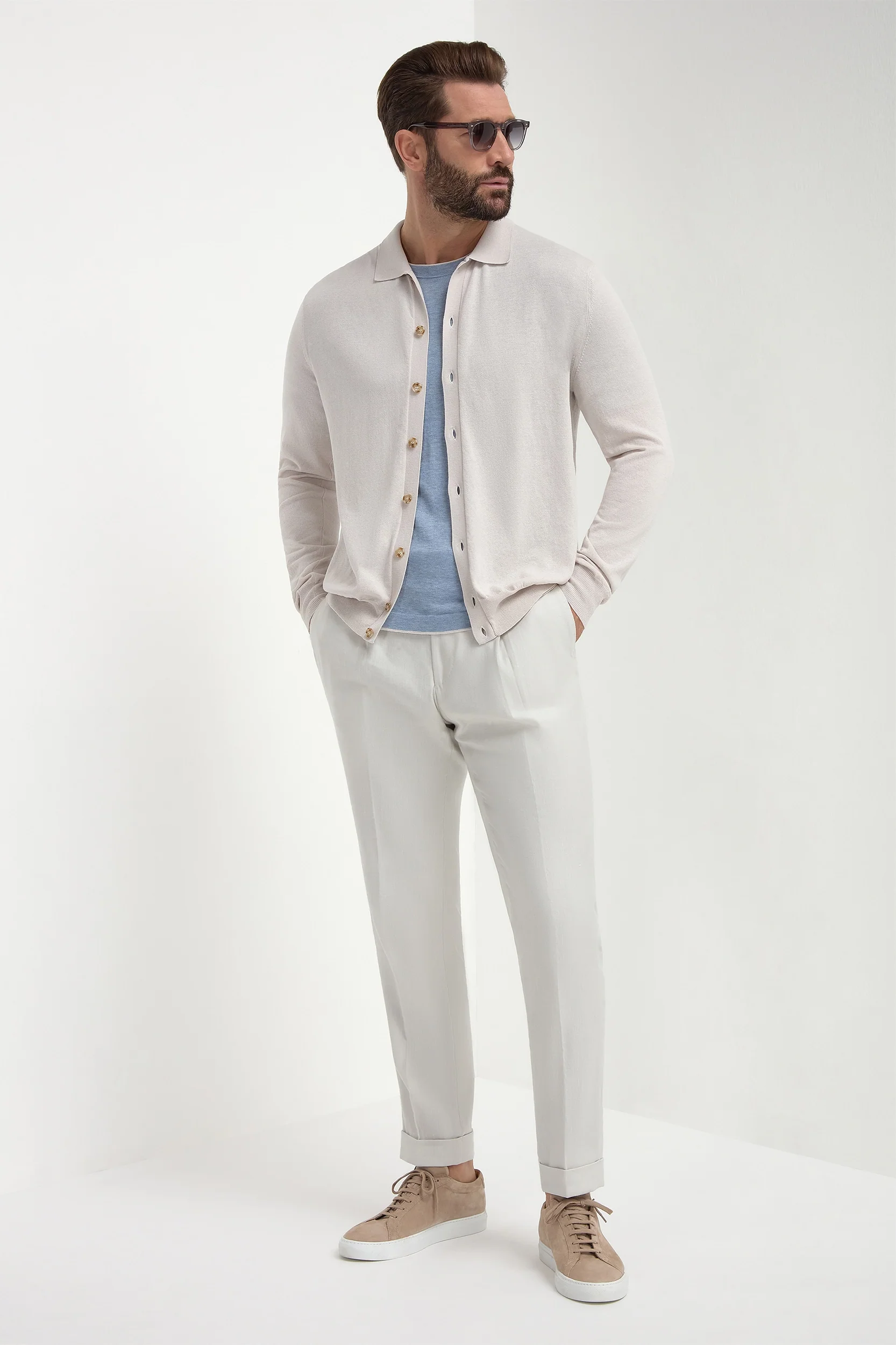 Stone polo cardigan - Made in Italy - Image 3