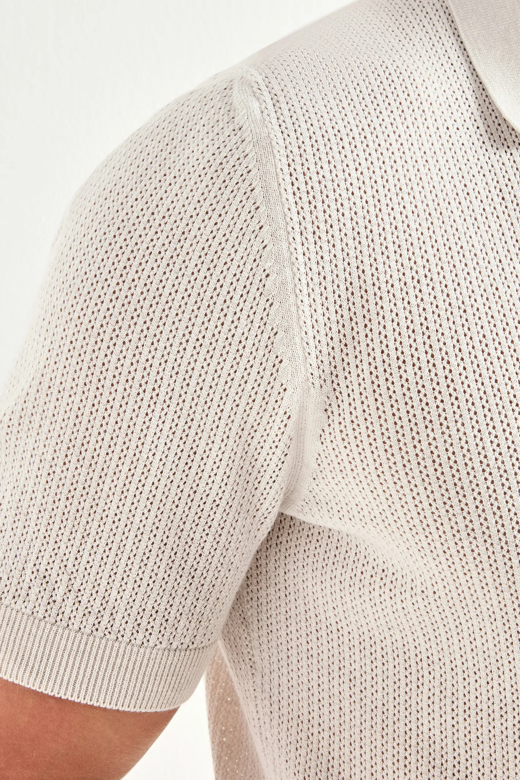 Stone knitted polo cardigan - Made in Italy - Image 3