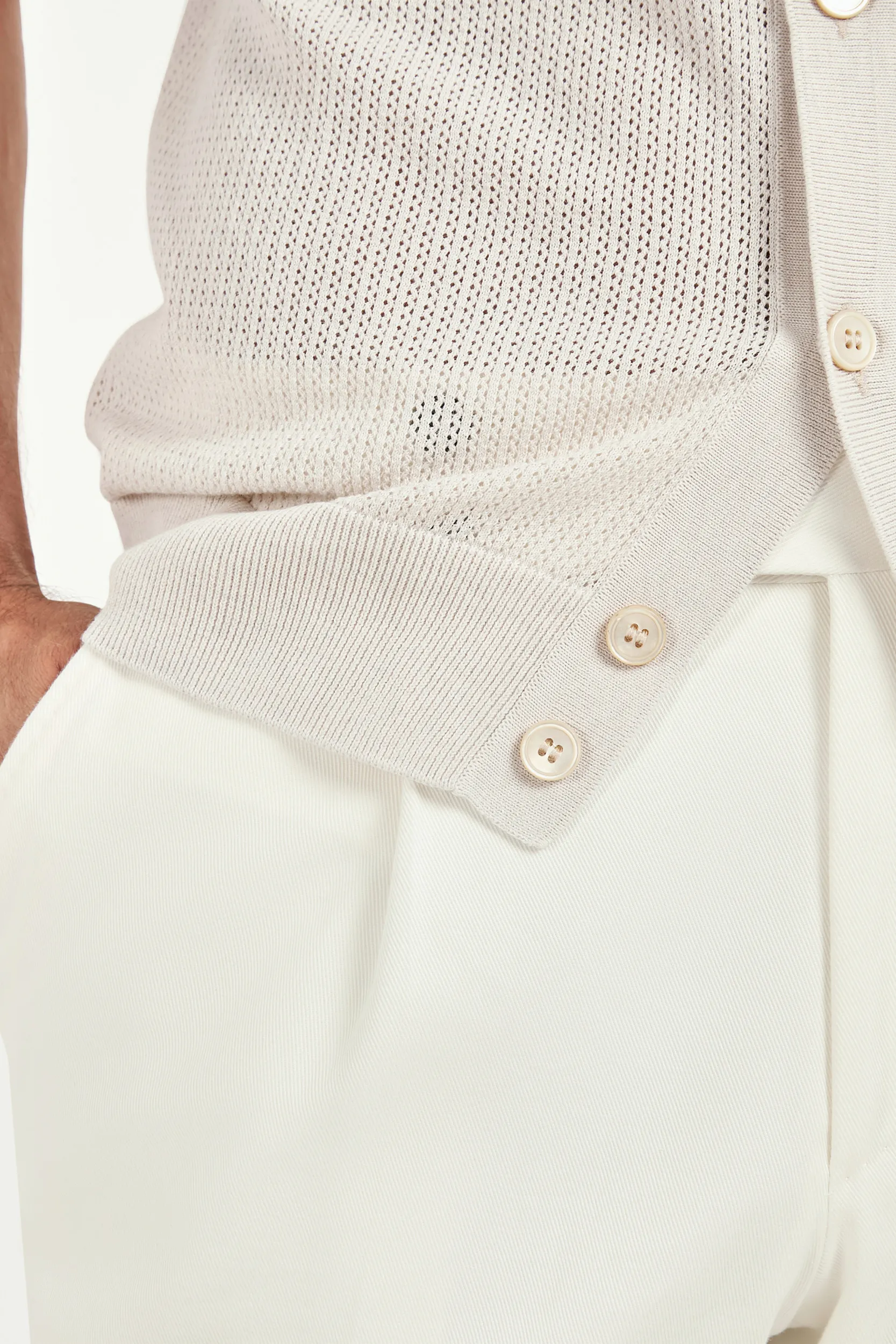 Stone knitted polo cardigan - Made in Italy - Image 5