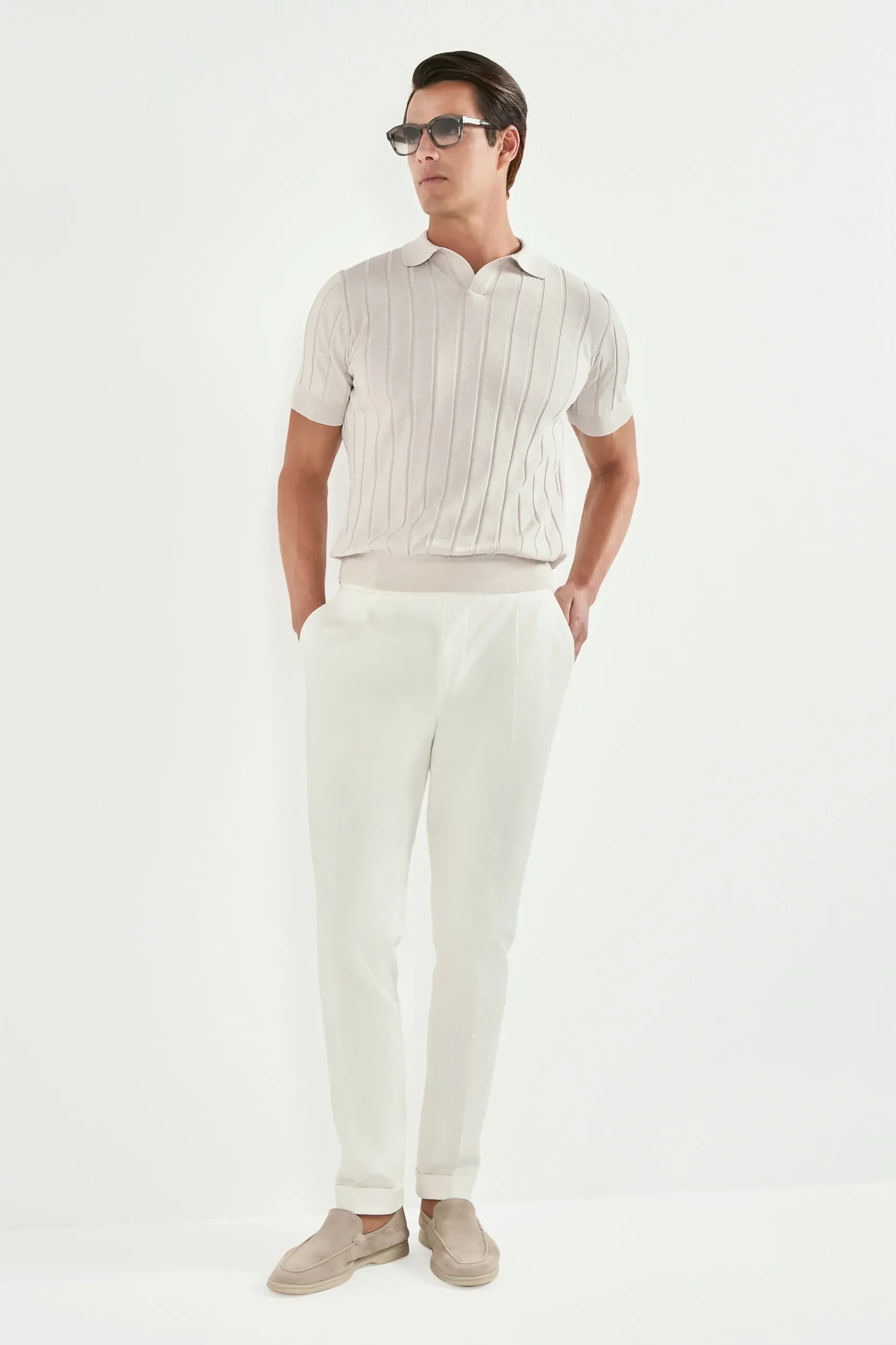 Stone ribbed polo - Made in Italy - Image 2