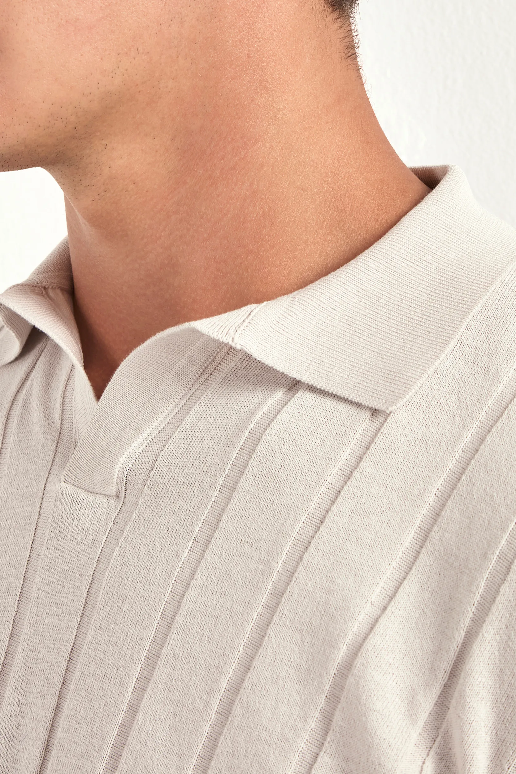 Stone ribbed polo - Made in Italy - Image 3