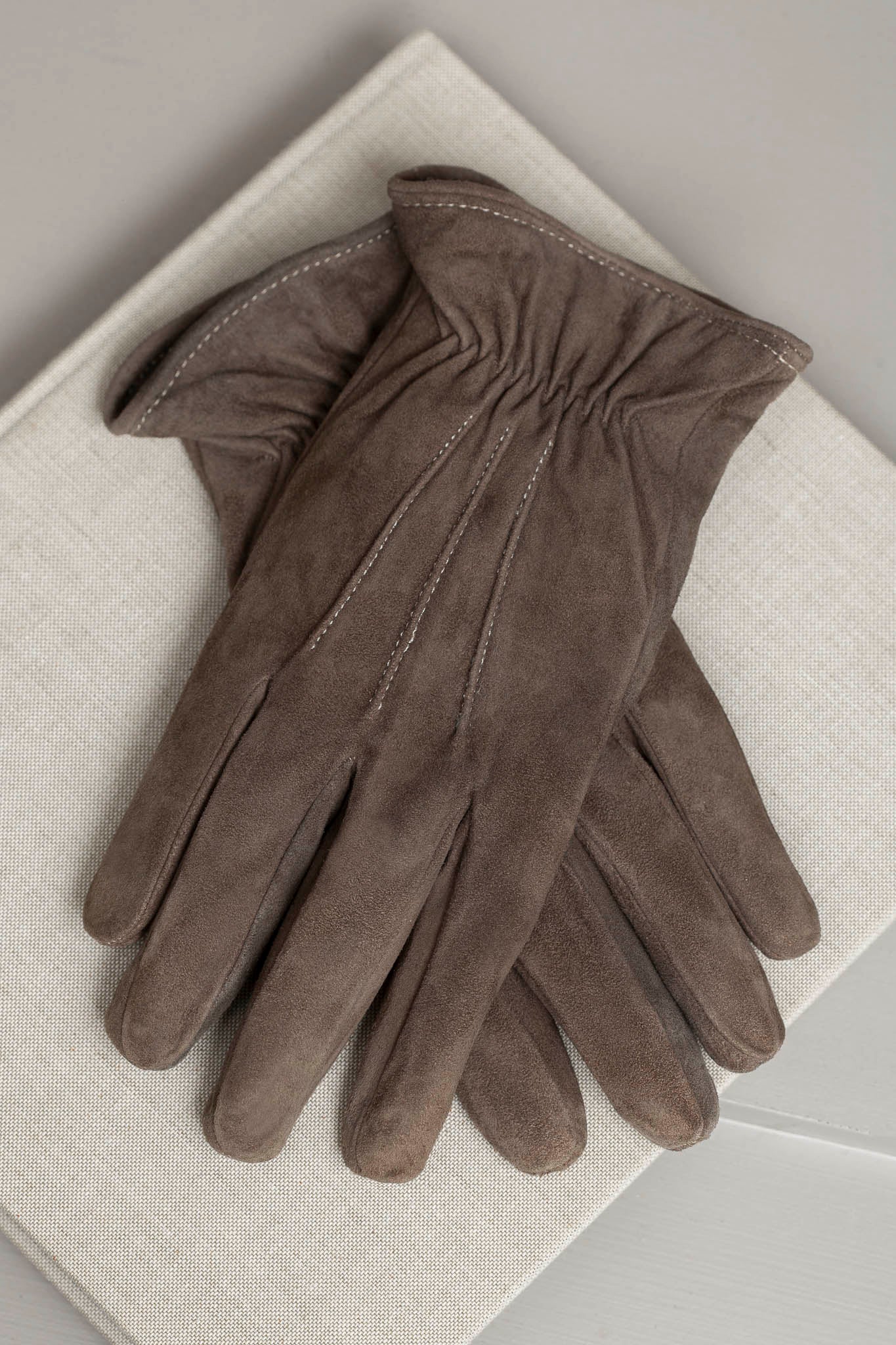 Taupe suede gloves - Made in Italy - Image 3
