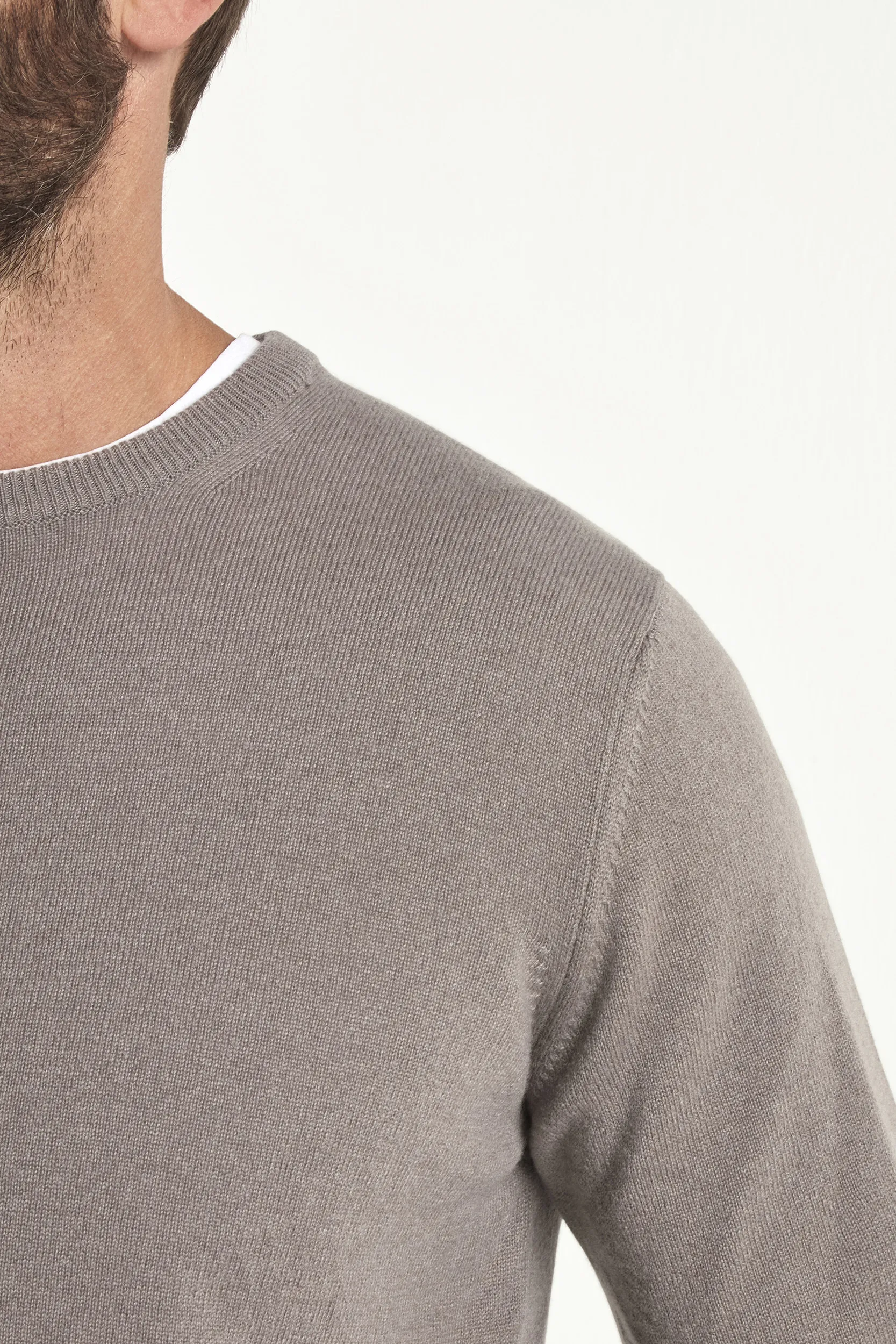 Taupe cashmere round neck – Made in italy - Image 2