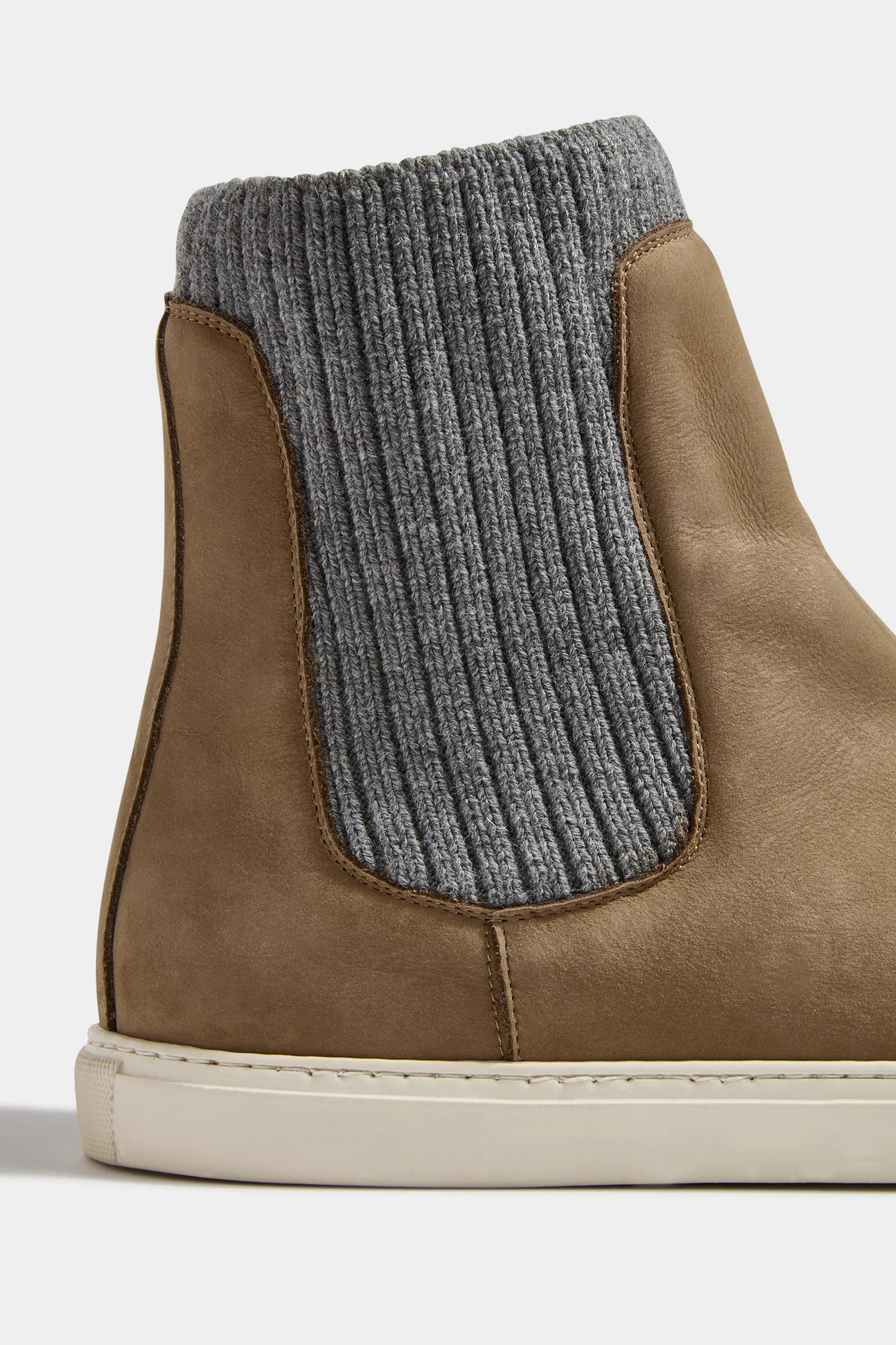 Taupe chelsea boot with knit - Made In Italy - Image 4