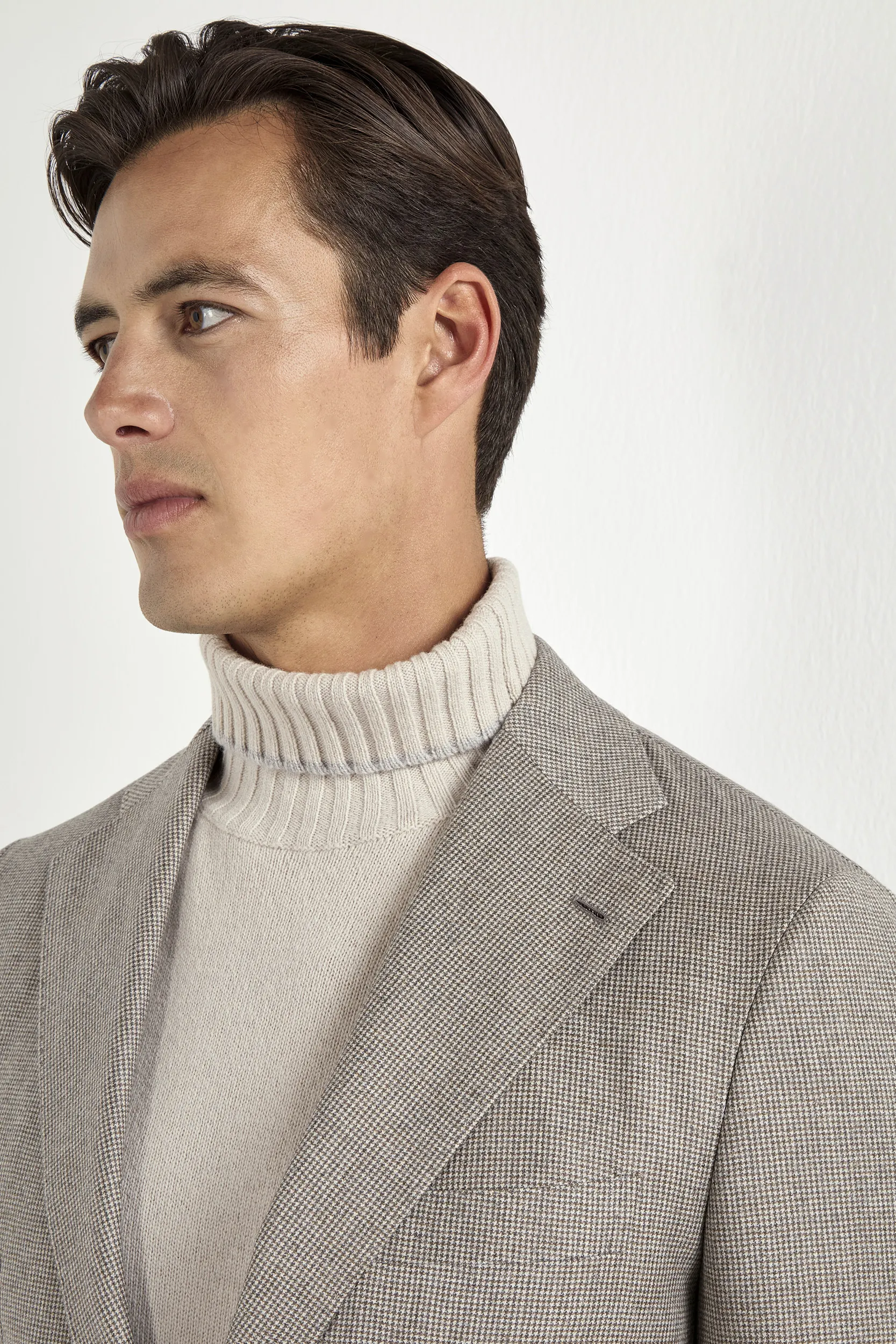 Taupe houndstooth suit - Made in Italy - Image 4