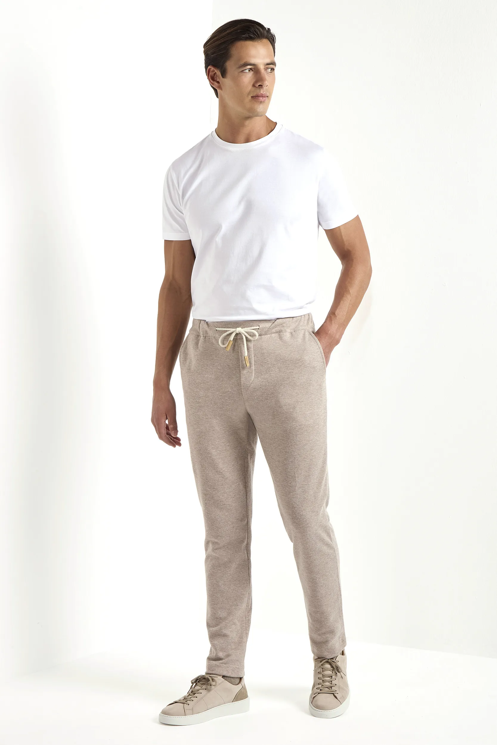 Taupe jersey jogger pants - Made in Italy - Image 5