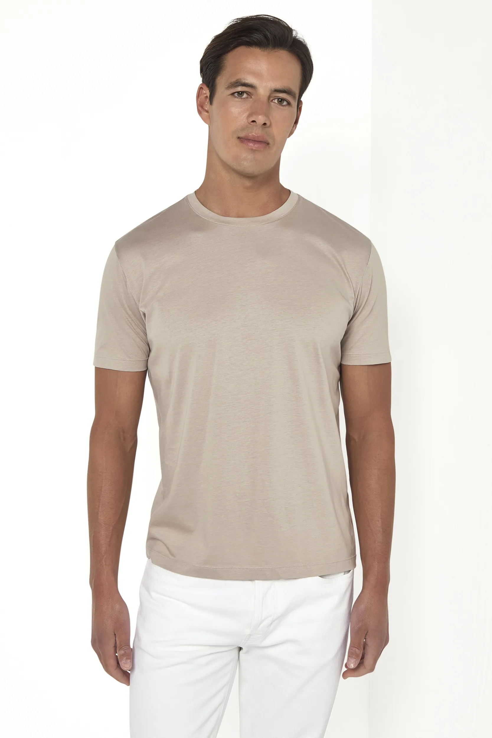Taupe jersey t-shirt - Made in Italy