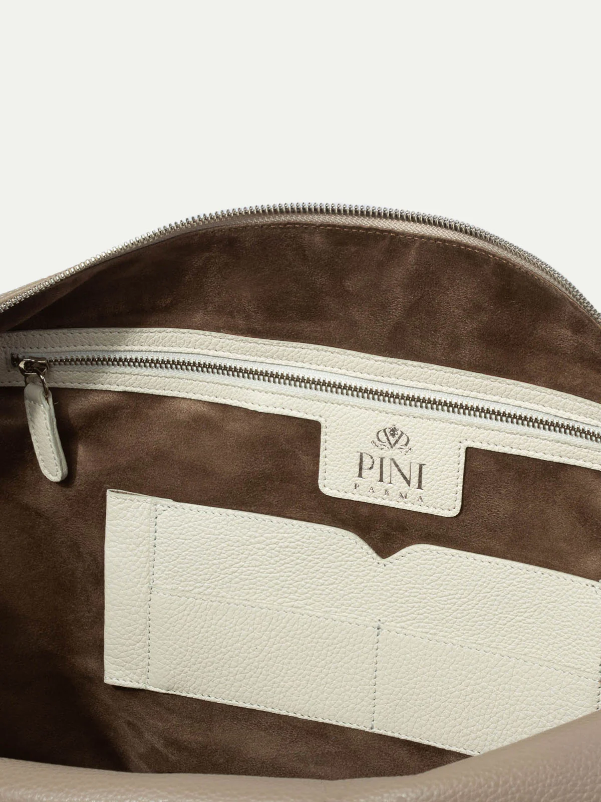 Taupe leather weekender bag - Made in Italy - Image 5