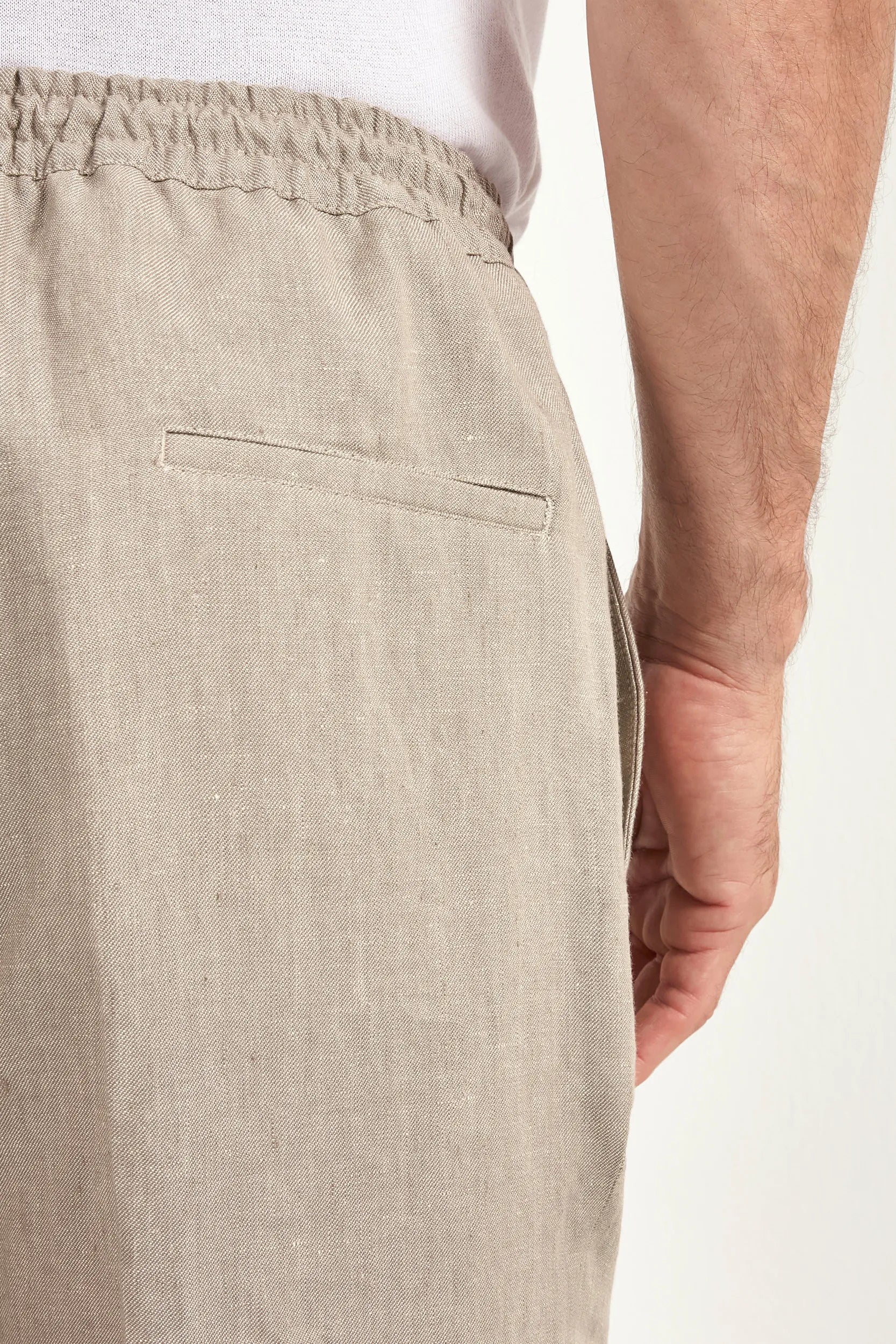 Taupe linen Alassio trousers - Made in Italy - Image 3
