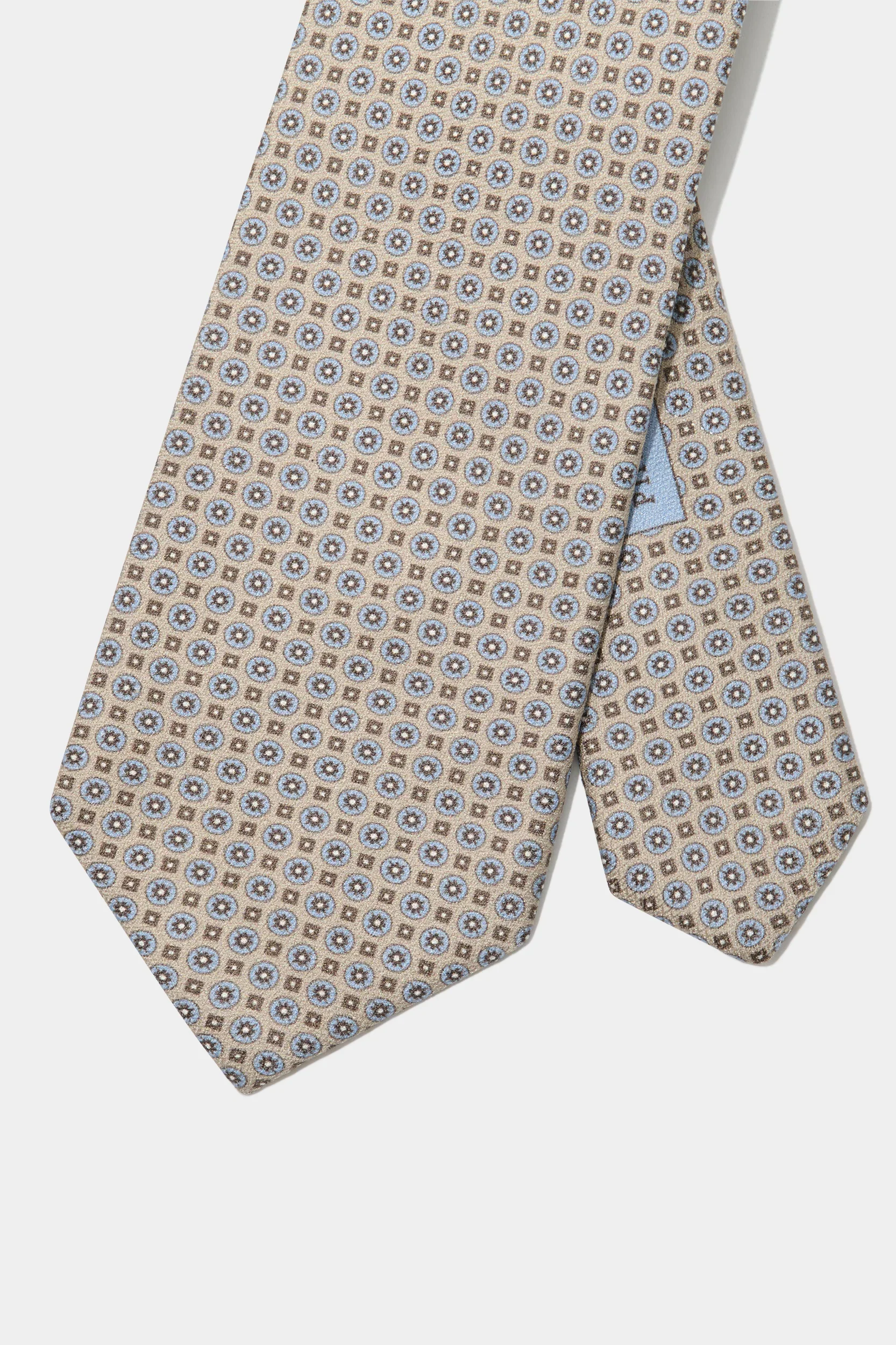 Taupe micro fancy silk tie - Made in Italy - Image 4