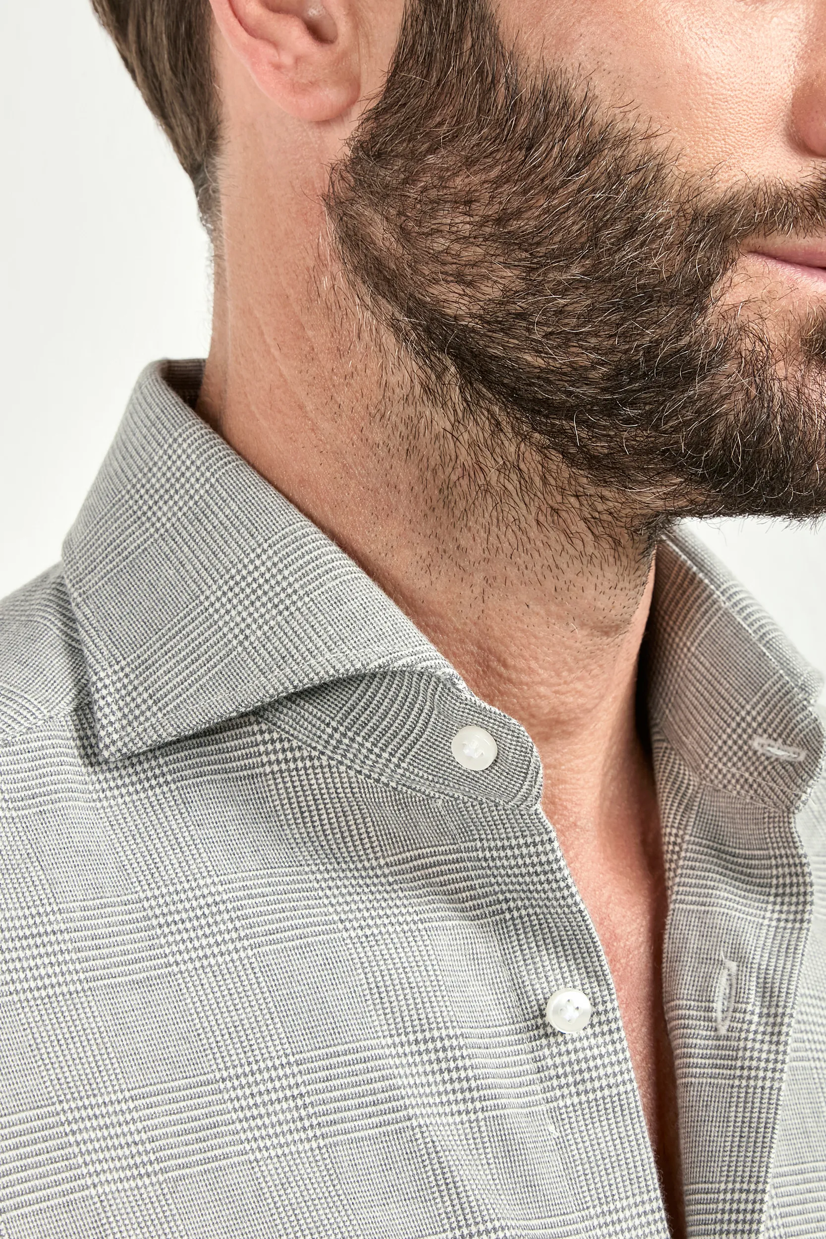 Taupe Prince of Wales shirt - Made in Italy - Image 3