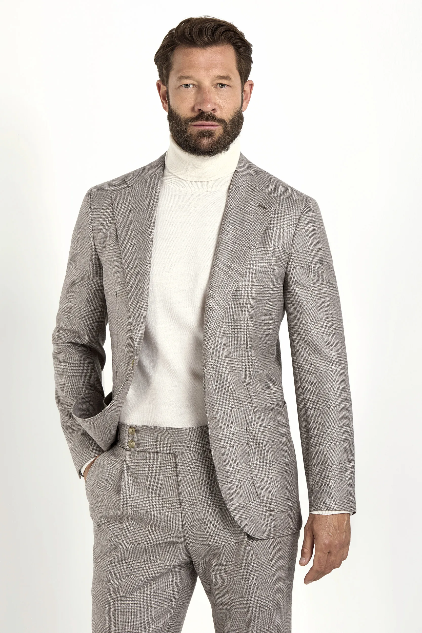 Taupe Prince of Wales suit - Made in Italy