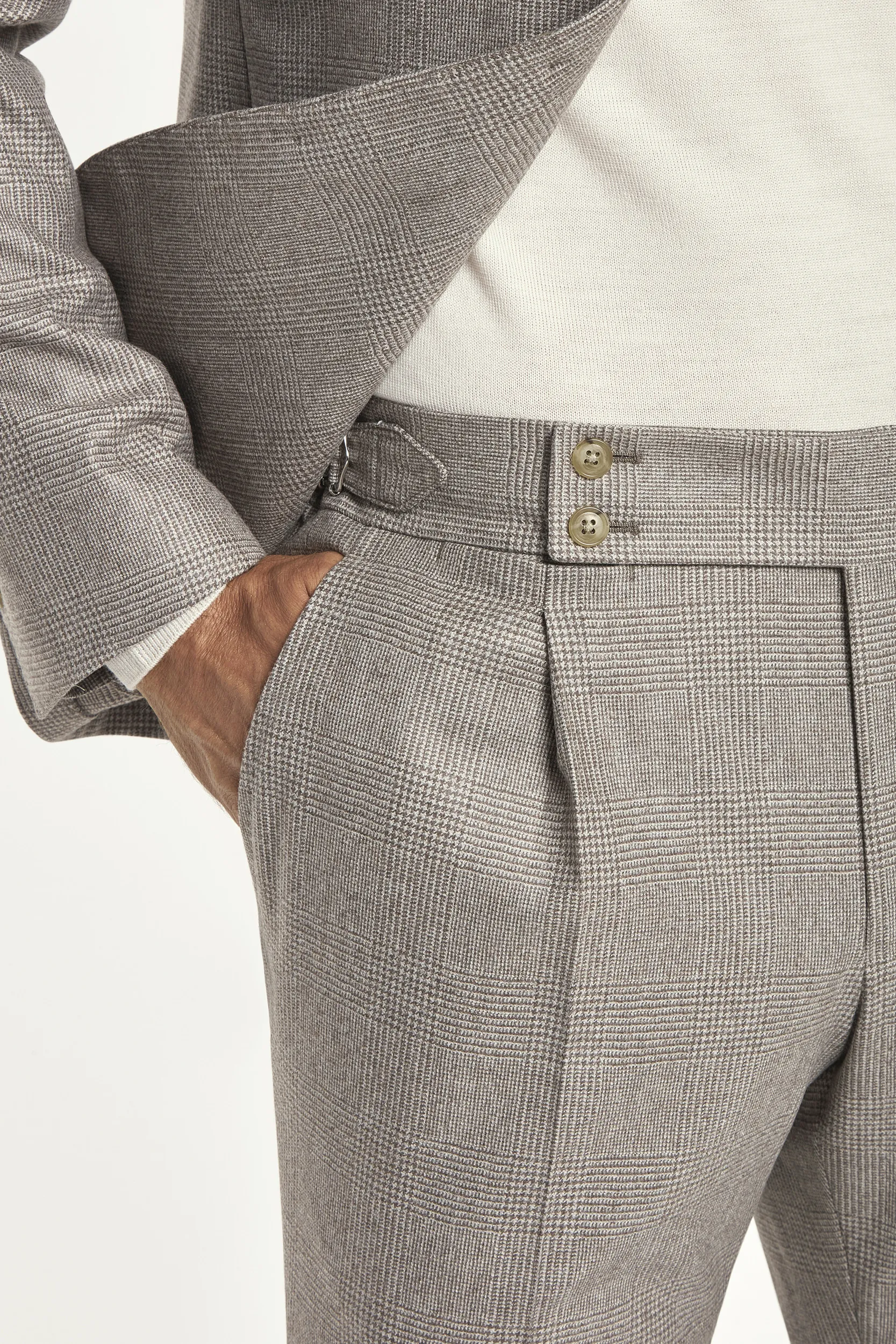Taupe Prince of Wales suit - Made in Italy - Image 3