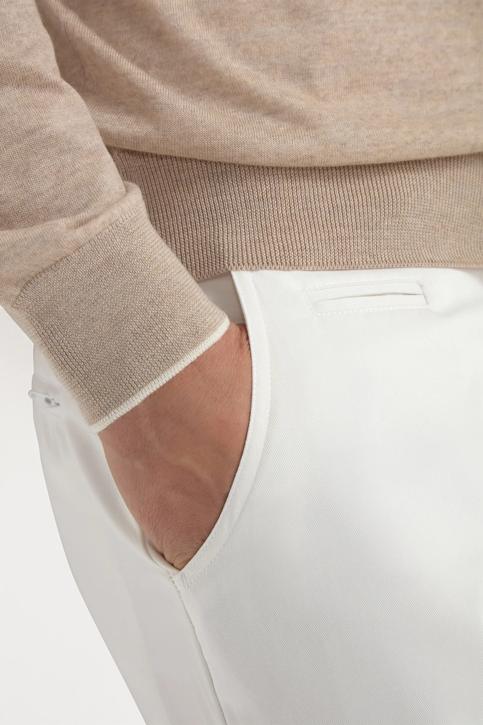 Taupe Tasmanian wool full zip cardigan - Made in Italy - Image 4