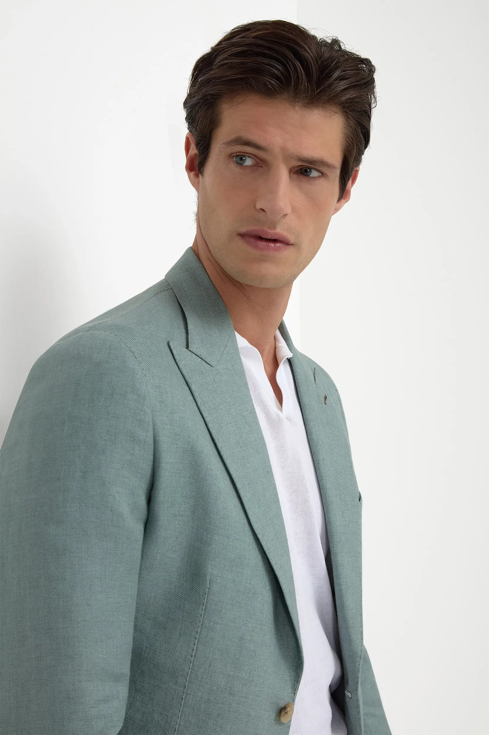 Water green linen jacket - Made in Italy - Image 4
