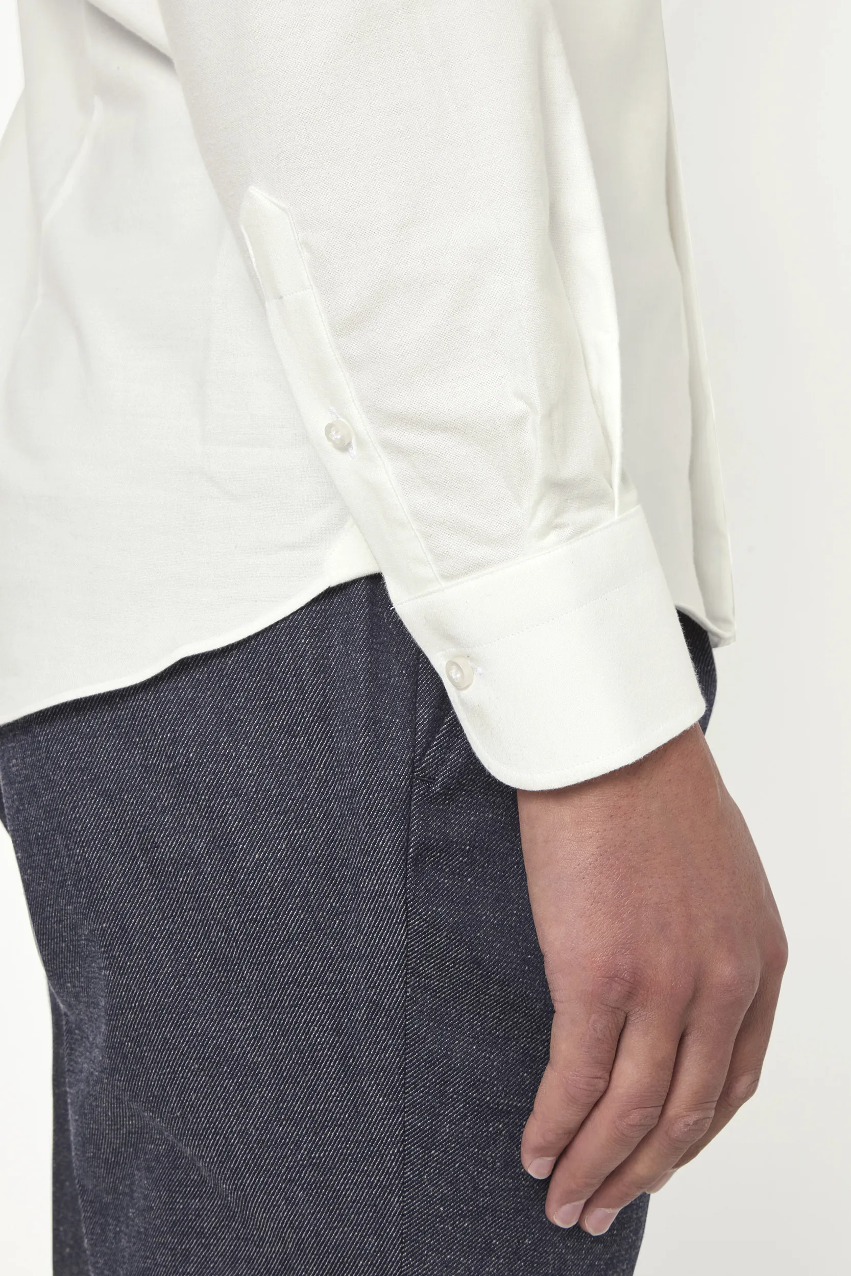 White brushed cotton button down shirt - Made In Italy - Image 2