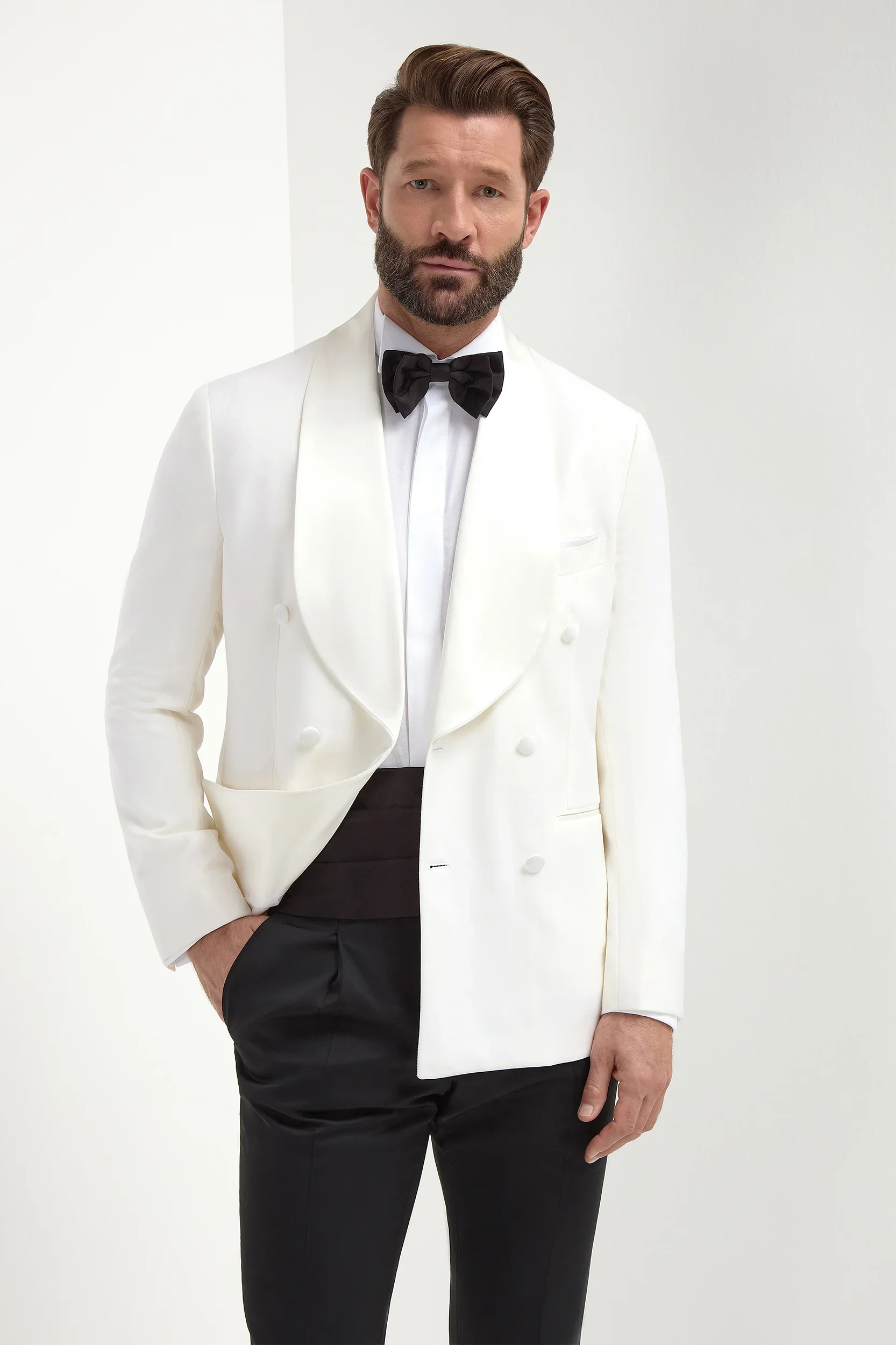 White double breasted tuxedo jacket - Made in Italy - Image 5