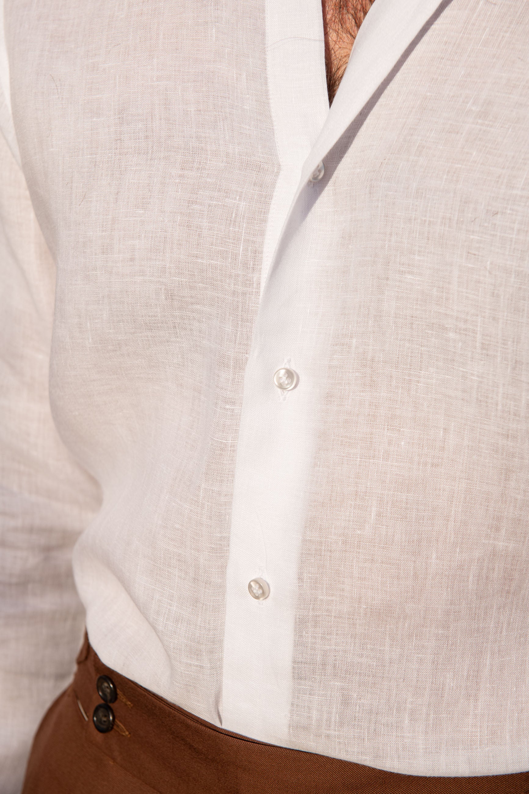 White linen button down shirt - Made In Italy - Image 3