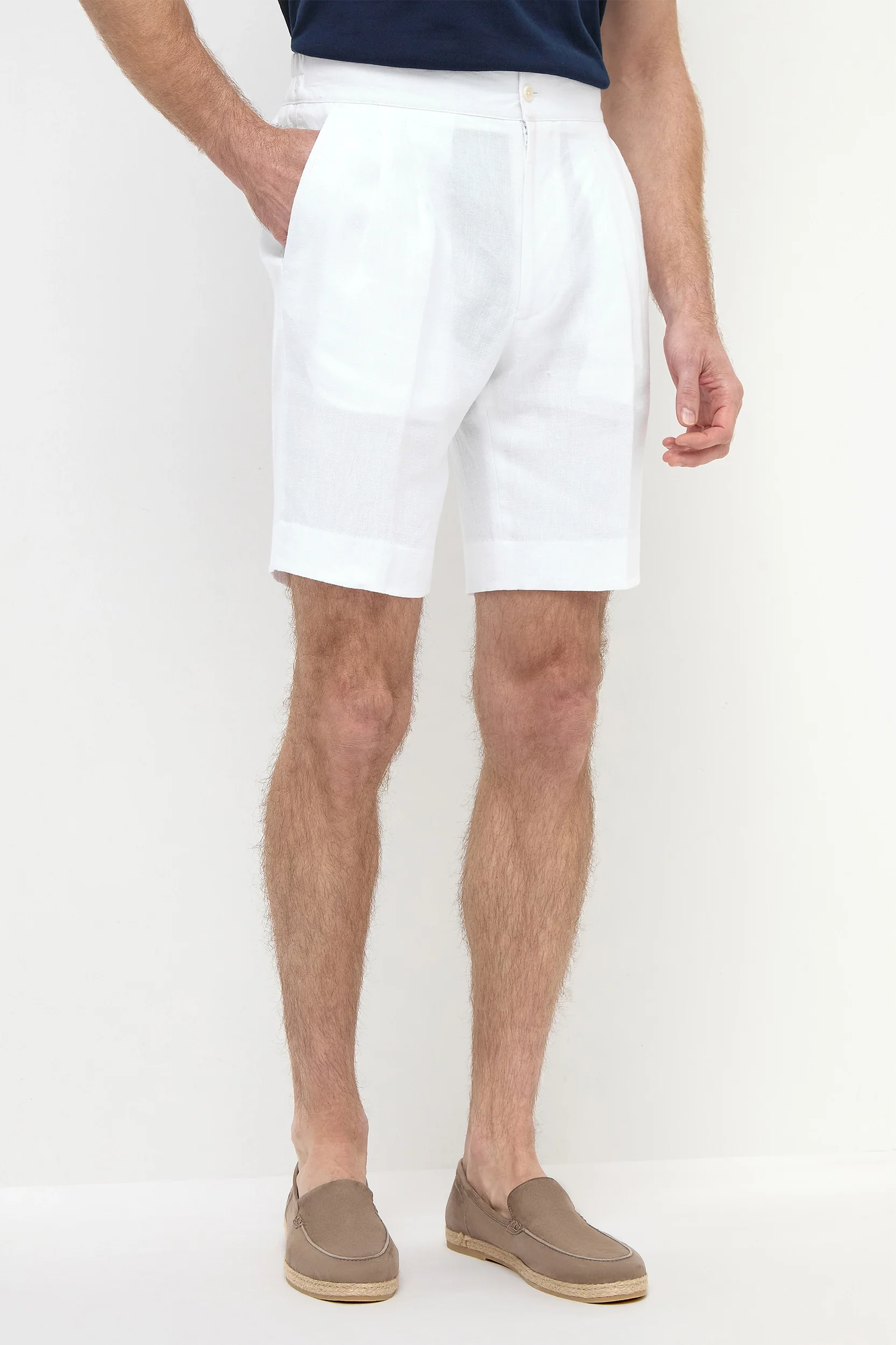 White linen relaxed shorts - Made in Italy