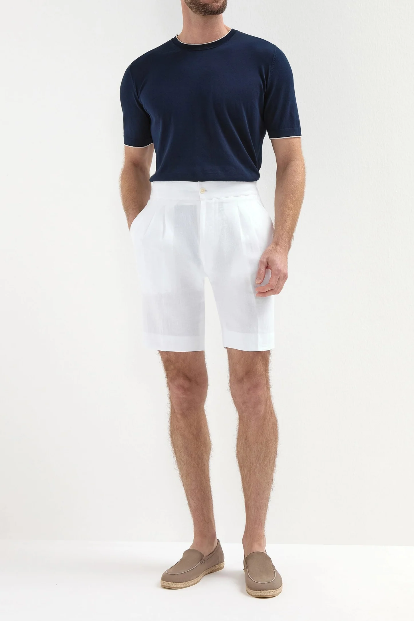 White linen relaxed shorts - Made in Italy - Image 2