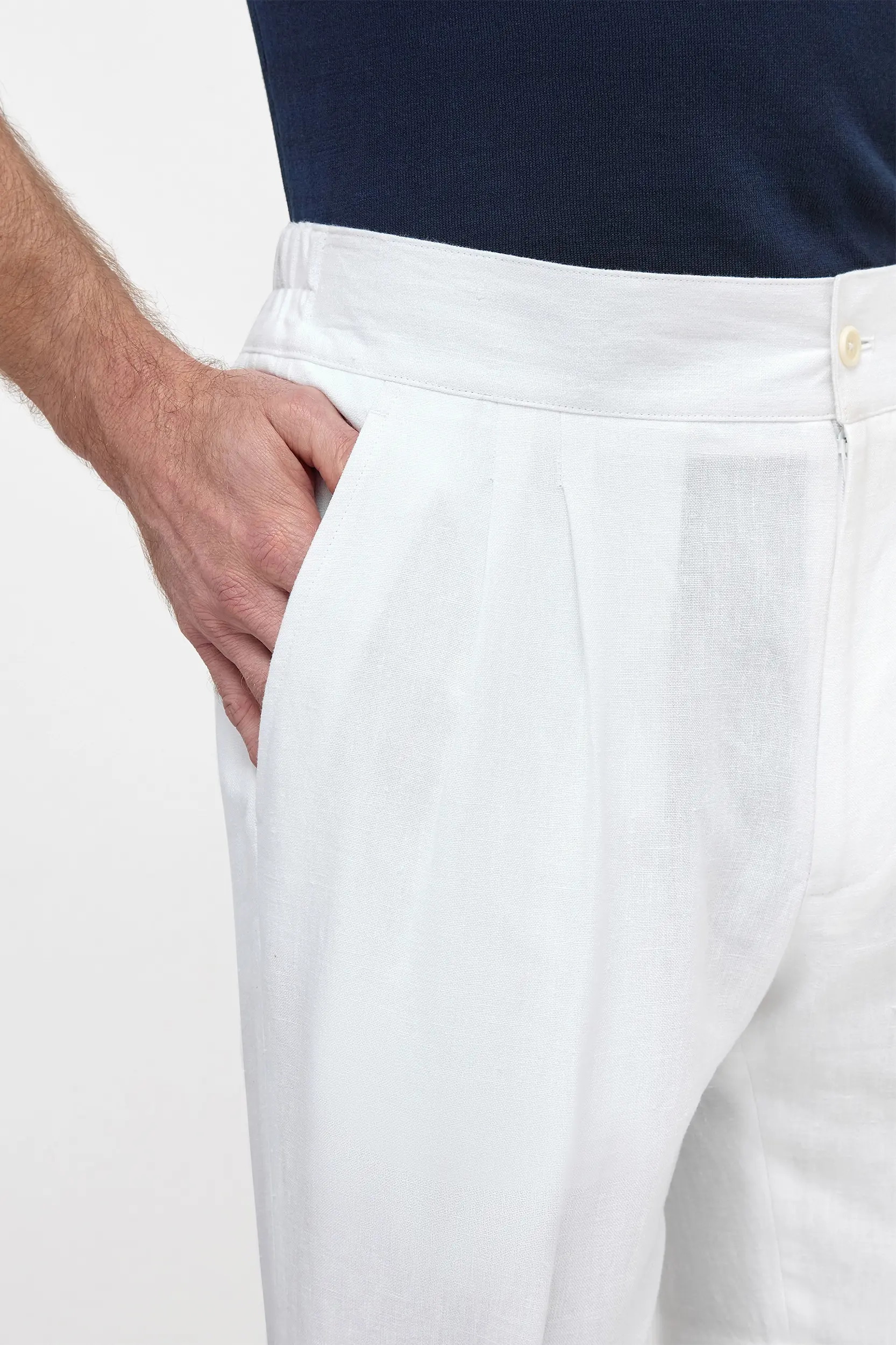 White linen relaxed shorts - Made in Italy - Image 3