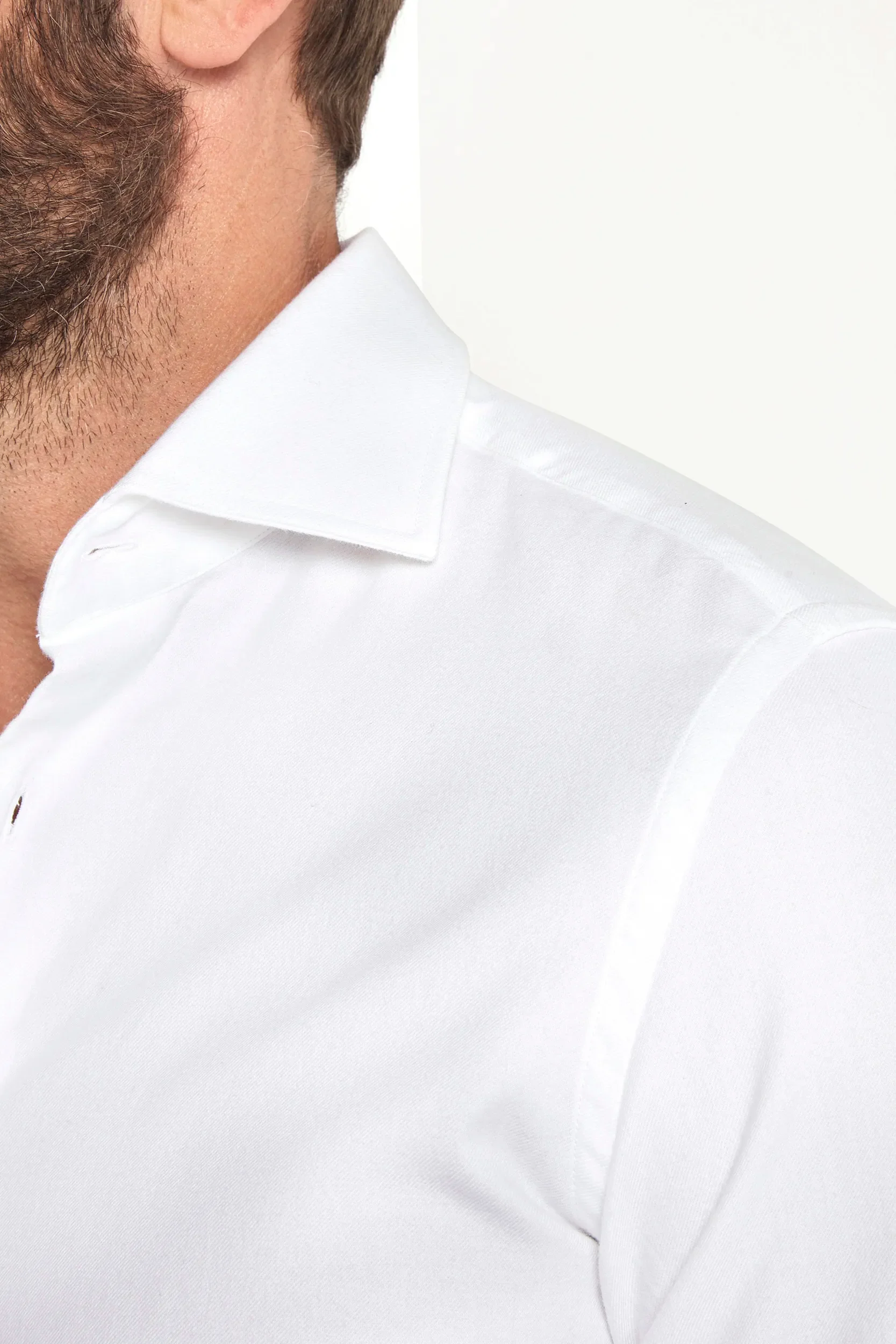White brushed cotton shirt - Made In Italy - Image 2